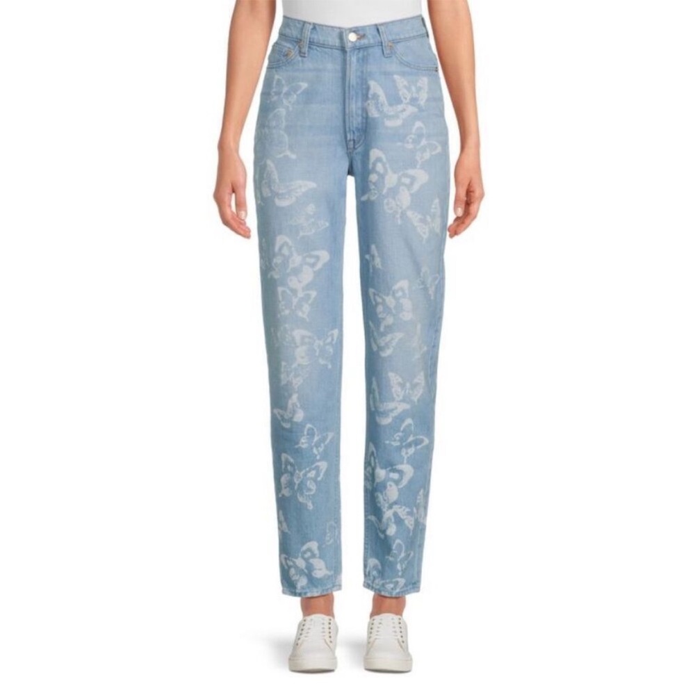 Mother Snack’s Twizzy Butterflyy Light Blue Floral Women's Jeans - Picture 5 of 13